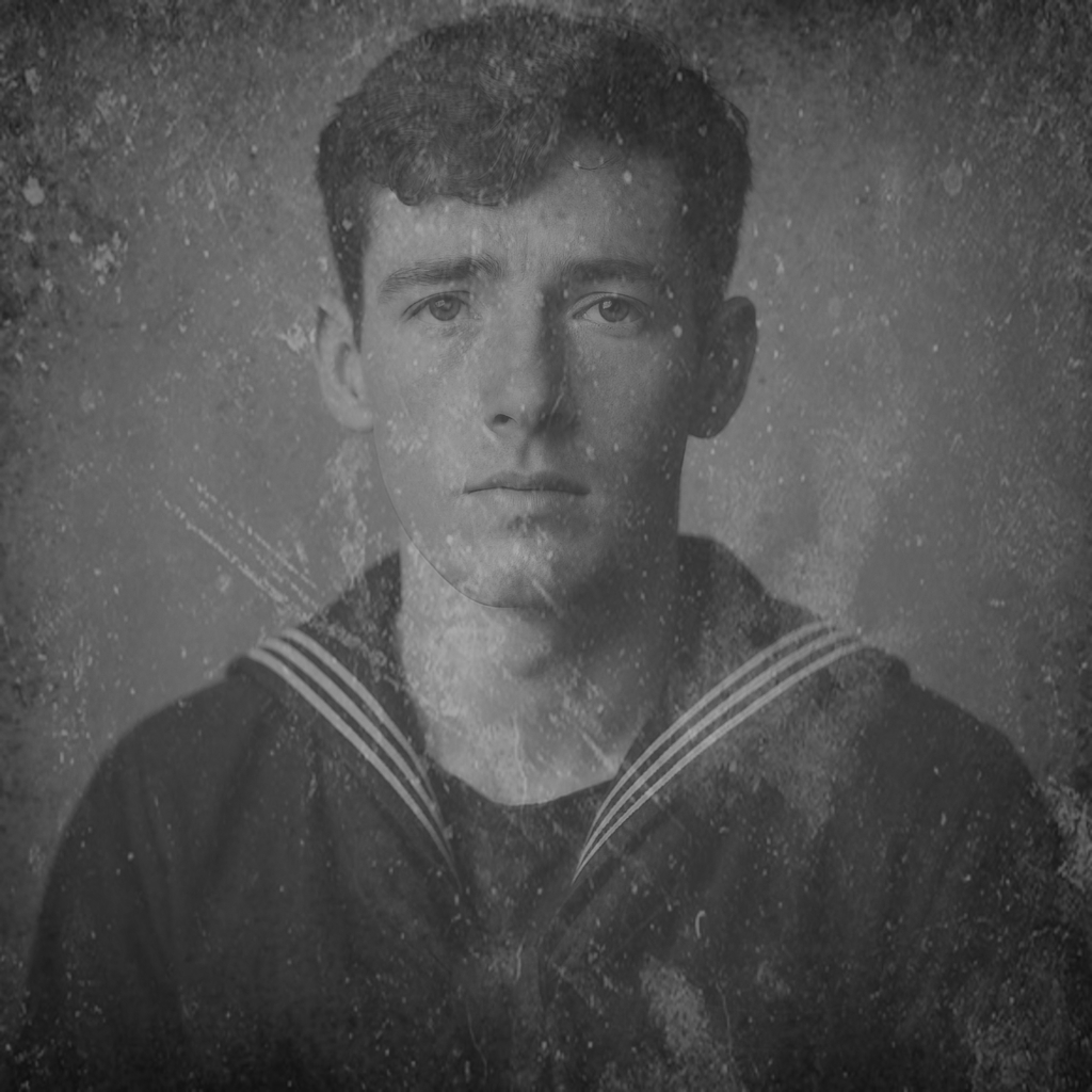 A portrait of Tommy in his Cunard uniform